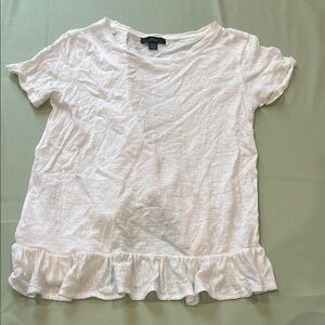 J. Crew White Ruffled Short Sleeve Tee